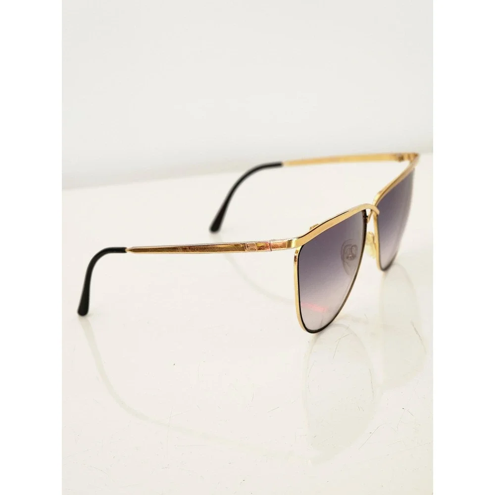 Laura Biagiotti Vintage Gold Crossover Sunglasses Purple Gradient Lens Italy
